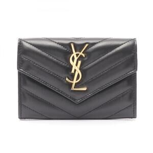 SAINT LAURENT Black Monogram Leather Wallet